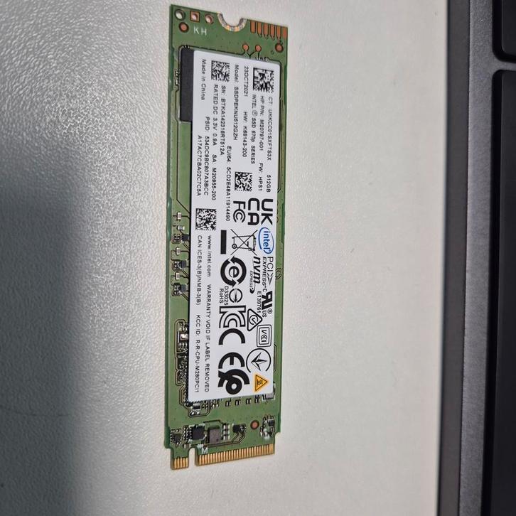 Intel 670p 512GB Nvme SSD 2280, Computers en Software, Harde schijven, Gebruikt, Laptop, Intern, SSD, Overige aansluitingen, Verzenden
