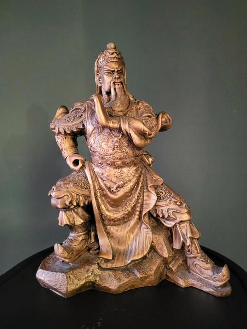 Indrukwekkend  Guan Yu Beeld – 25 cm – Bronslook – 3,1 kg, Verzamelen, Beelden en Beeldjes, Gebruikt, Mens, Ophalen of Verzenden