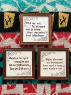 Set van 3 Nederlandse porseleinen wandtegels in houten lijst, Ophalen of Verzenden