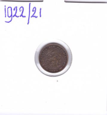 Zeldzame en heel duidelijke overslag 1/2 cent 1922/21 beschikbaar voor biedingen