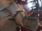 2 stoelen, fauteuils + voetenbankje, Huis en Inrichting, Fauteuils, Ophalen, Hout, Gebruikt, 75 tot 100 cm