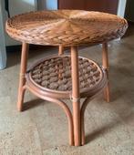 Rotan bijzettafel / ronde rieten plantentafel, Huis en Inrichting, Tafels | Bijzettafels, Ophalen, Minder dan 45 cm, Minder dan 55 cm
