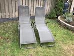 2 Kantelbare & Inklapbare Ligstoelen - Weinig Gebruikt, Ophalen of Verzenden, Gebruikt, Textileen, Inklapbaar