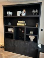 Vakkenkast zwart mangohout, Ophalen, Met deur(en), 150 tot 200 cm, Zo goed als nieuw