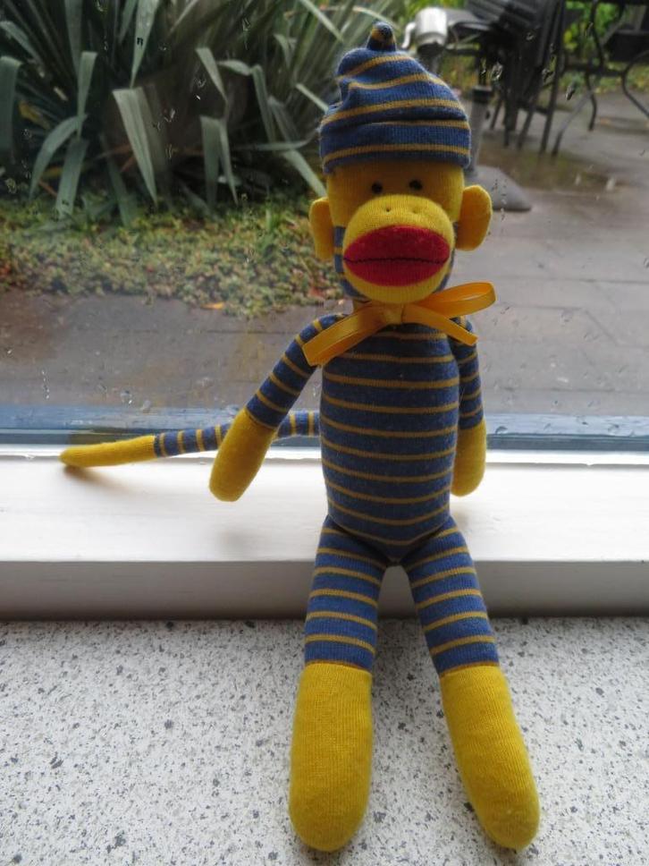 Aap aapje Sock Hoppers 1998 North American Bear Co "sokpop, Kinderen en Baby's, Speelgoed | Knuffels en Pluche, Zo goed als nieuw