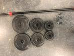 Les mills bodypump set stang met schijven zwart rood, Ophalen, Gebruikt, Stang, Halterset