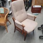 Vintage Farstrup relax fauteuil met voetenbankje, Huis en Inrichting, Fauteuils, Ophalen, Gebruikt, Minder dan 75 cm, Stof