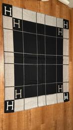 Hermès – Plaid Avalon noir beige écru 130170 cm, Huis en Inrichting, Ophalen of Verzenden, Gebruikt
