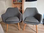 2 grijze stoffe fauteuils, Huis en Inrichting, Fauteuils, Ophalen, 75 tot 100 cm, Zo goed als nieuw, Stof