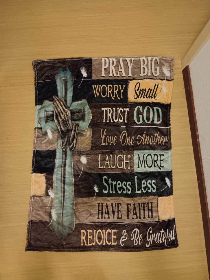 Christelijke Fleece Deken - Pray Big, Antiek en Kunst, Antiek | Kleden en Textiel, Ophalen of Verzenden