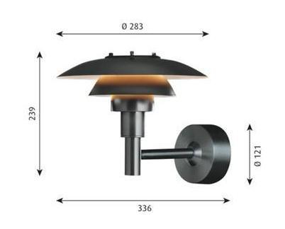 Louis Poulsen PH 3-2½ OUTDOOR WALL LAMP zwart black, Tuin en Terras, Buitenverlichting, Zo goed als nieuw, Wandlamp, Rvs, Netvoeding