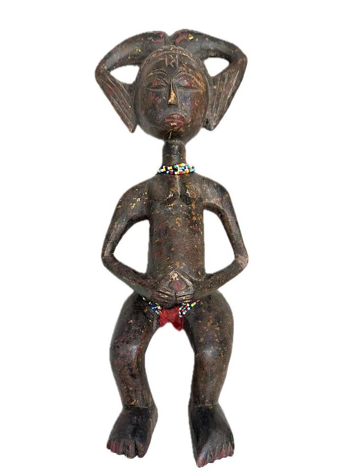 Afrikaanse Ashanti Ghana vrouwenfiguur 36 cm met kralen, Antiek en Kunst, Kunst | Niet-Westerse kunst, Verzenden