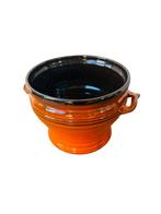 Vintage retro bloempot oranje keramiek, Rond, Ophalen of Verzenden, Zo goed als nieuw, Minder dan 25 cm