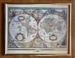 Grote gouden lijst met afbeelding wereldkaart, Huis en Inrichting, Woonaccessoires | Lijsten, Kunststof, Gebruikt, 50 tot 75 cm