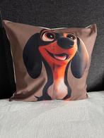 Teckel pup kussenhoes - Leuk voor de kinderkamer!, Ophalen of Verzenden, Nieuw, Bruin, Vierkant