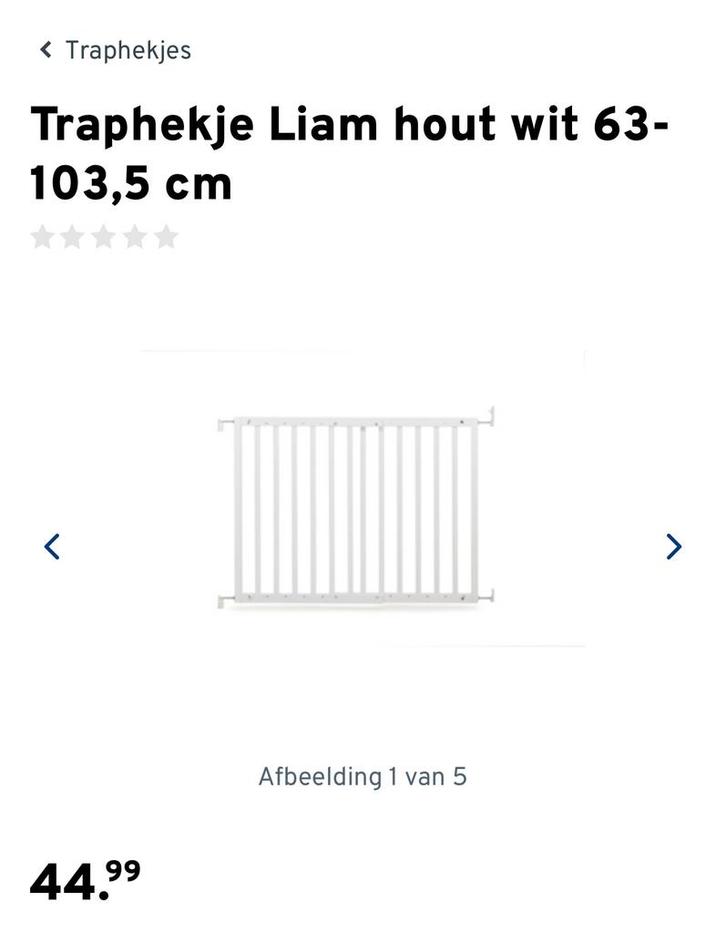 Traphekje Liam hout wit 63-103,5 cm. Nieuw in de doos, Kinderen en Baby's, Traphekjes, Nieuw, Schroefhekje, Hout, 100 tot 115 cm