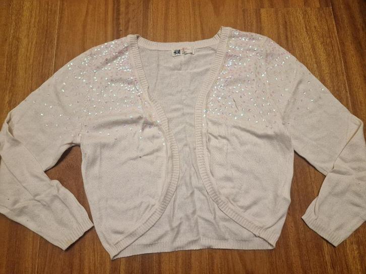 zacht rose vest met pailletten, maat 170, Kinderen en Baby's, Kinderkleding | Maat 170, Zo goed als nieuw, Meisje, Trui of Vest