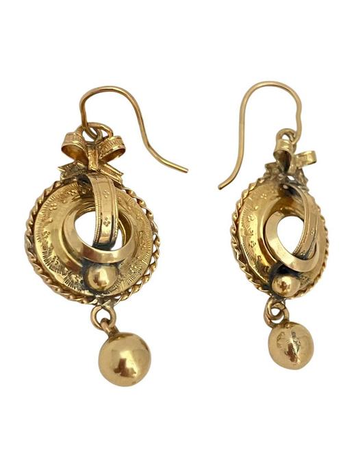 Antieke gouden oorhangers. Nederland 4e kw 19e eeuw., Sieraden, Tassen en Uiterlijk, Antieke sieraden, Oorbellen, Goud, Verzenden