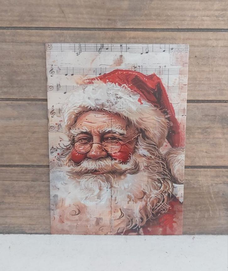 Vintage look kerst-kaart kerstman met bril, Verzamelen, Ansichtkaarten | Themakaarten, Ongelopen, 1980 tot heden, Muziek, Ophalen of Verzenden