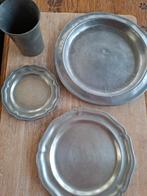 Tinnen borden en 1 beker, Antiek en Kunst, Antiek | Tin, Ophalen of Verzenden