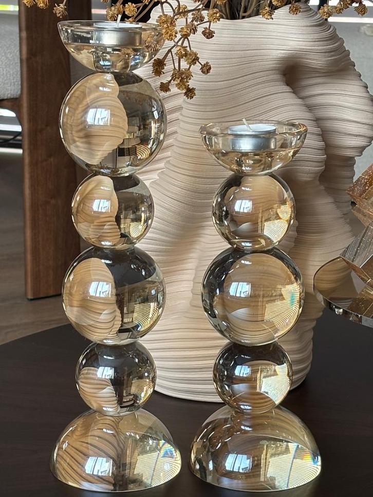 Diga Colmore kaarsenhouder Luster goud glans kristal glas, Huis en Inrichting, Woonaccessoires | Kandelaars en Kaarsen, Nieuw
