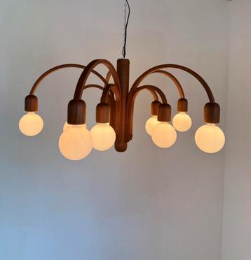 Vintage teakhouten hanglamp/plafonnière, Domus ‘70 beschikbaar voor biedingen