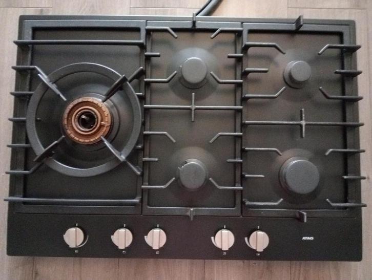 Atag HG7592EBA gaskookplaat 75cm grafiet 5 pits, Witgoed en Apparatuur, Kookplaten, Zo goed als nieuw, Inbouw, Gas, 5 kookzones of meer