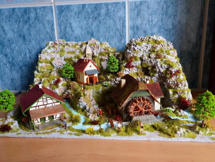 Recentelijk nieuw gemaakt diorama HO 1/87 schaal, Hobby en Vrije tijd, Modeltreinen | H0, Nieuw, Brug, Tunnel of Gebouw, Gelijkstroom of Wisselstroom