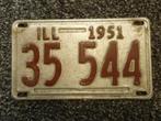 Kentekenplaat licenseplate Illinois 1951 USA, Verzamelen, Ophalen of Verzenden, Gebruikt, Auto's