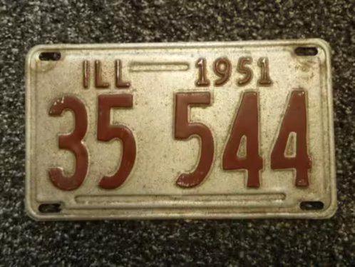 Kentekenplaat licenseplate Illinois 1951 USA, Verzamelen, Automerken, Motoren en Formule 1, Gebruikt, Auto's, Ophalen of Verzenden