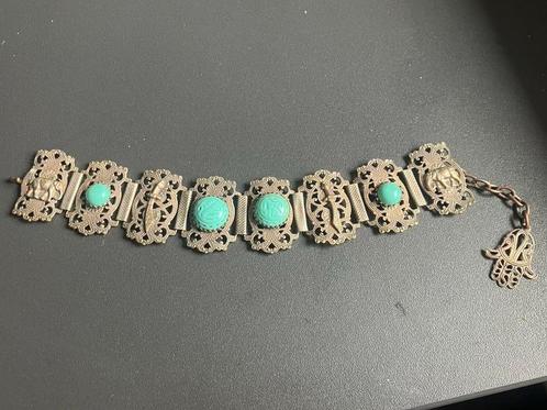 Hamsa armbandje zilver turquoise, Sieraden, Tassen en Uiterlijk, Armbanden, Gebruikt, Zilver, Ophalen of Verzenden