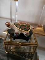 Oude chinese cloisonne enamel trinketbox schildpad 7x4cm, Ophalen of Verzenden