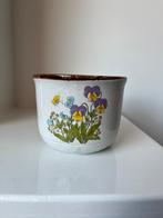 Vintage retro bloempotten met viooltjes, Tuin en Terras, Bloempotten, Rond, Ophalen of Verzenden, Zo goed als nieuw, Minder dan 25 cm
