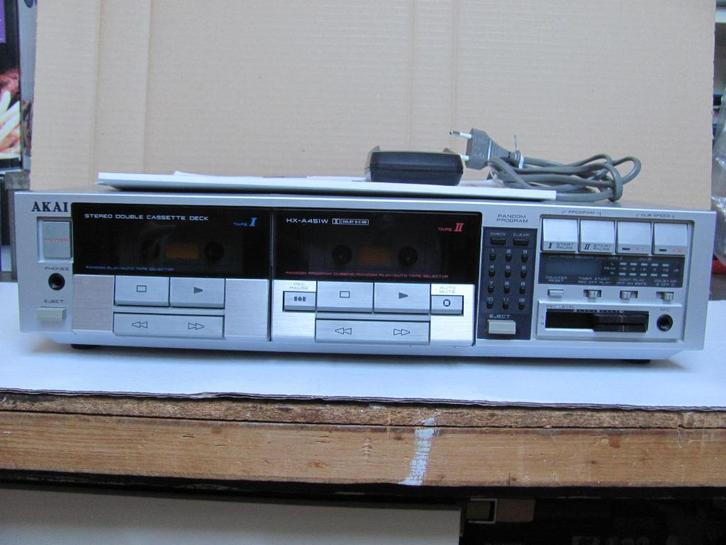dubbel audio cassettedeck Akai HX-A451W, revisie nodig, Audio, Tv en Foto, Cassettedecks, Dubbel, Akai, Auto-reverse, High speed dubbing