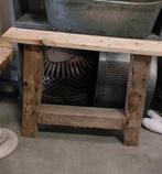 Mooie tafelpoot, oud hout robuust, klein bankje, Ophalen, Zo goed als nieuw