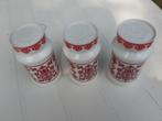 3 stuks - prachtige witte/rode sierpotten / voorraadpotten, Ophalen, Zo goed als nieuw