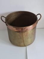 geelkoperen bloempot met rood koperen rand, Ophalen of Verzenden