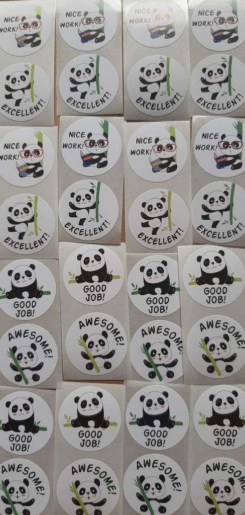 Nr.  17 :  90 stuks panda stickers.  2,5 cm groot., Hobby en Vrije tijd, Stickers en Plaatjes, Nieuw, Meerdere stickers, Ophalen of Verzenden