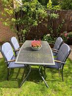 Tuintafel met 4 stoelen, Ophalen, Zo goed als nieuw, Rechthoekig, Aluminium