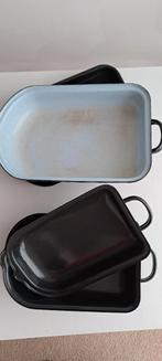 Emaille braadsledes zwart  , Ophalen of Verzenden, Gebruikt