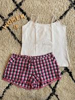 pyjama setje topje wit XL, kort broekje blauw roze L, Kleding | Dames, Ophalen of Verzenden, Zo goed als nieuw, Maat 46/48 (XL) of groter