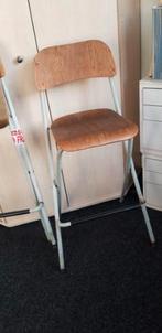 2 inklapbare vintage buisframe barkrukken, Ophalen, Gebruikt, 90 cm of meer, Hout