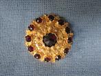 Antieke broche met granaat steen in 14 karaat goud, Sieraden, Tassen en Uiterlijk, Antieke sieraden, Ophalen of Verzenden, Goud