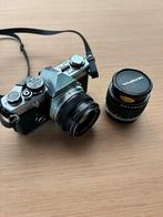 Olympus OM-2 + 50mm & 28mm lenzen, Ophalen of Verzenden, Gebruikt, Spiegelreflex, Olympus