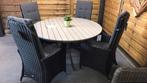 Tuinset met ronde polywood tafel en vier verstelbare stoelen, Tuin en Terras, Tuinsets en Loungesets, Ophalen, Nieuw, Stoel, Tuinset