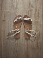 Ivoorwitte kanten (bruids)sandalen (zagn), Wit, Zo goed als nieuw, SantoriniShoes, Sandalen of Muiltjes
