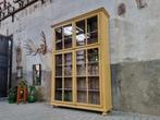 Vintage Houten Vitrinekast Geel | Grote Vitrine Kast Oker, Met deur(en), 150 tot 200 cm, 25 tot 50 cm, Glas