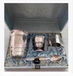 Antiek 4-delig verzilverd kinder eet setje in orig. doos, Ophalen of Verzenden