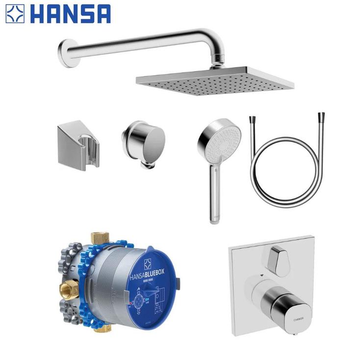 Hansa Square inbouw doucheset met thermostaat chroom, Doe-het-zelf en Verbouw, Sanitair, Nieuw, Douche, Chroom, Ophalen of Verzenden