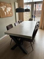 Betonlook eettafel met stalen X poten, Ophalen, Gebruikt, Overige materialen, Betonlook